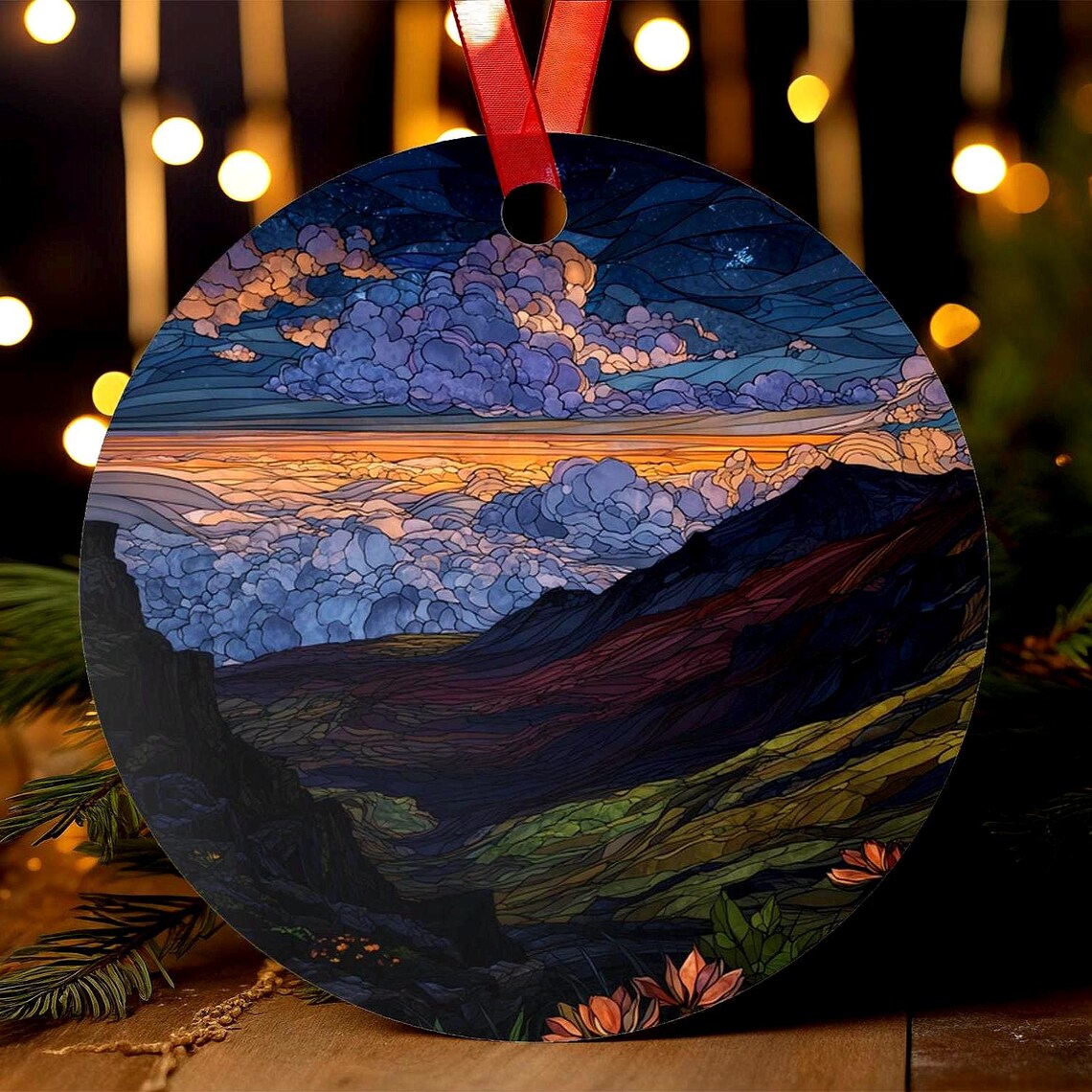Haleakala Maui Stained Glass Style Travel Poster