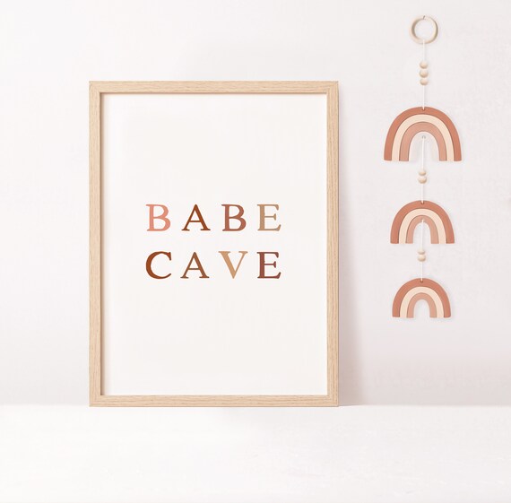 Babe Cave Boho Terracotta Nursery Girls Rainbow Wall Decor Poster
