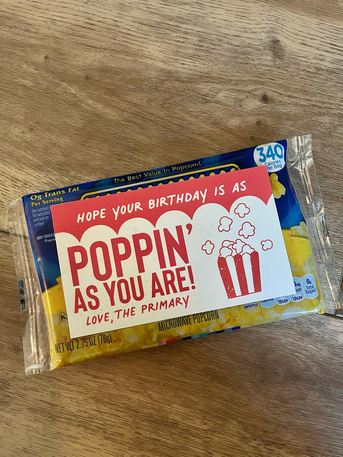 LDS Primary Birthday Gift Tag Popcorn Birthday Card - Image 2
