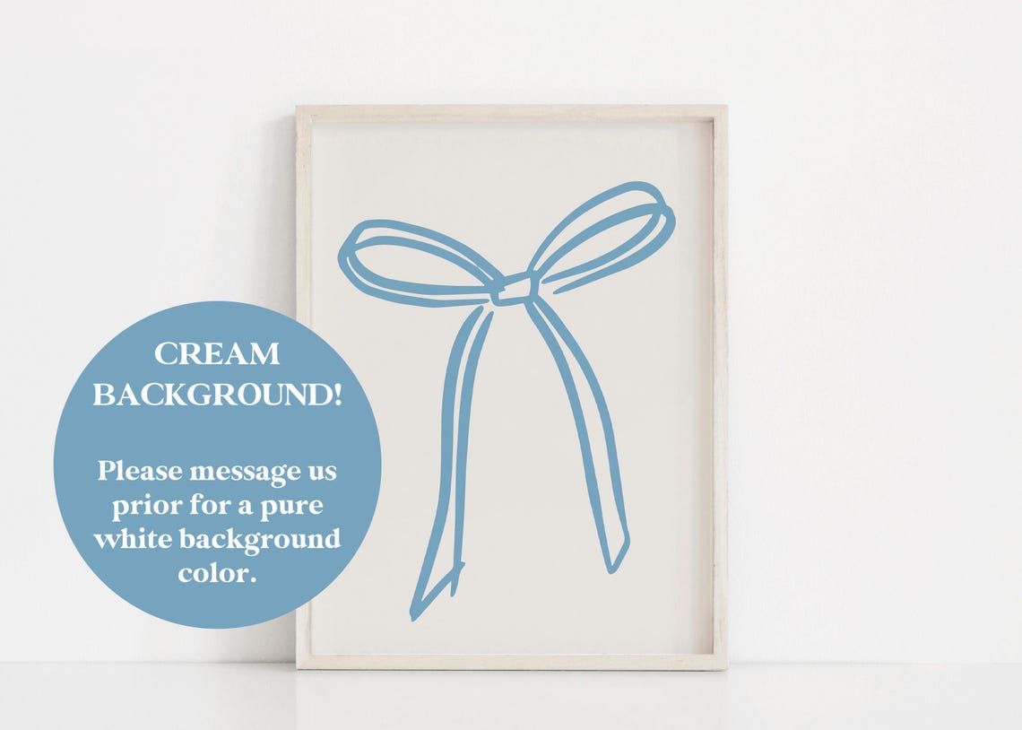Blue Bow Line Art Minimalist Coquette Girl Room Decor Poster - Image 2