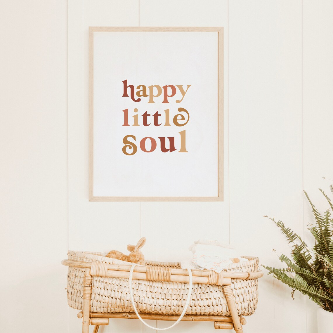 Happy Little Soul Warm Retro Colorblock Nursery Quote Wall Art - Image 2