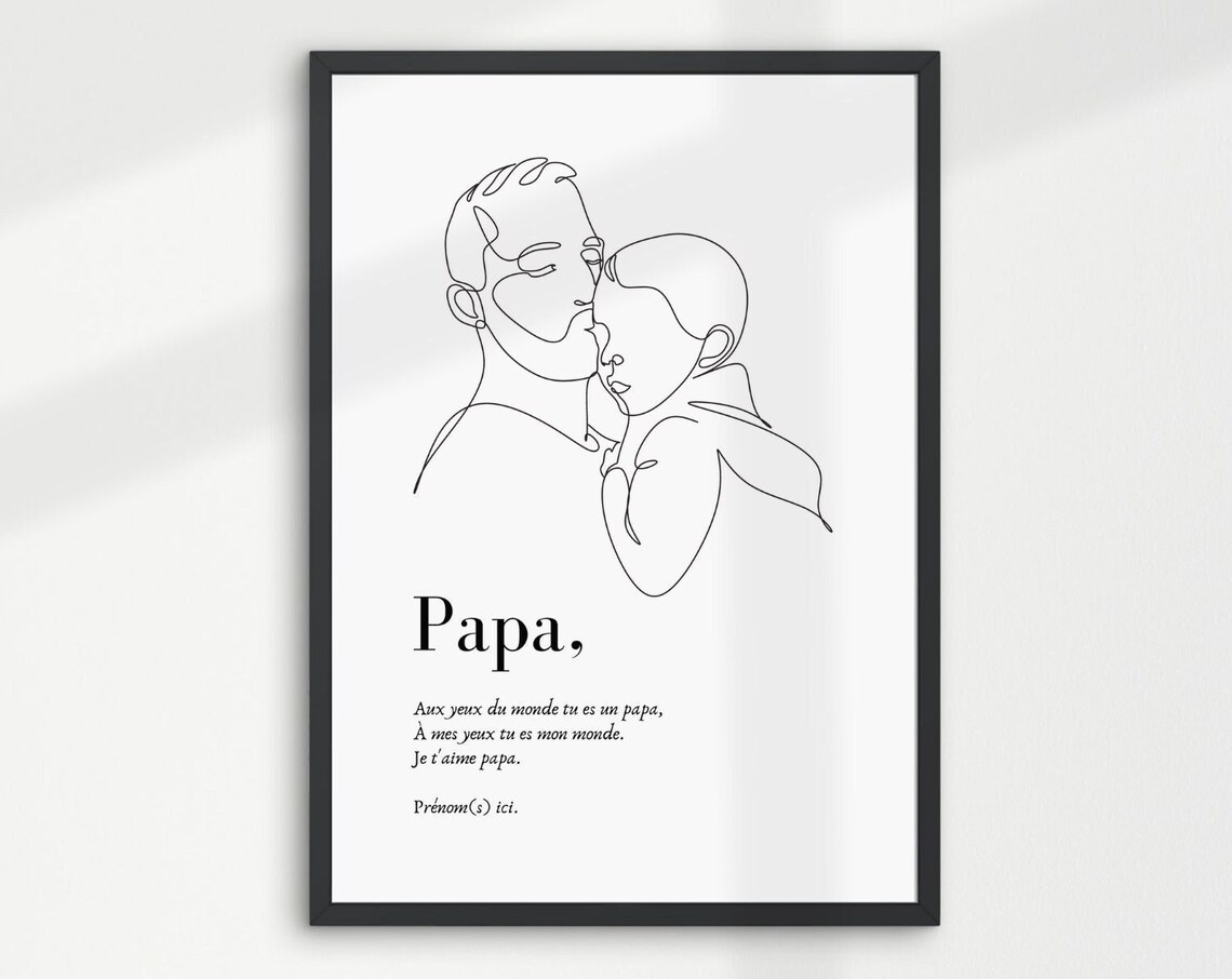 Fathers Day Personalized Dad Line Art Art Print