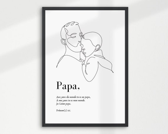 Fathers Day Personalized Dad Line Art Art Print