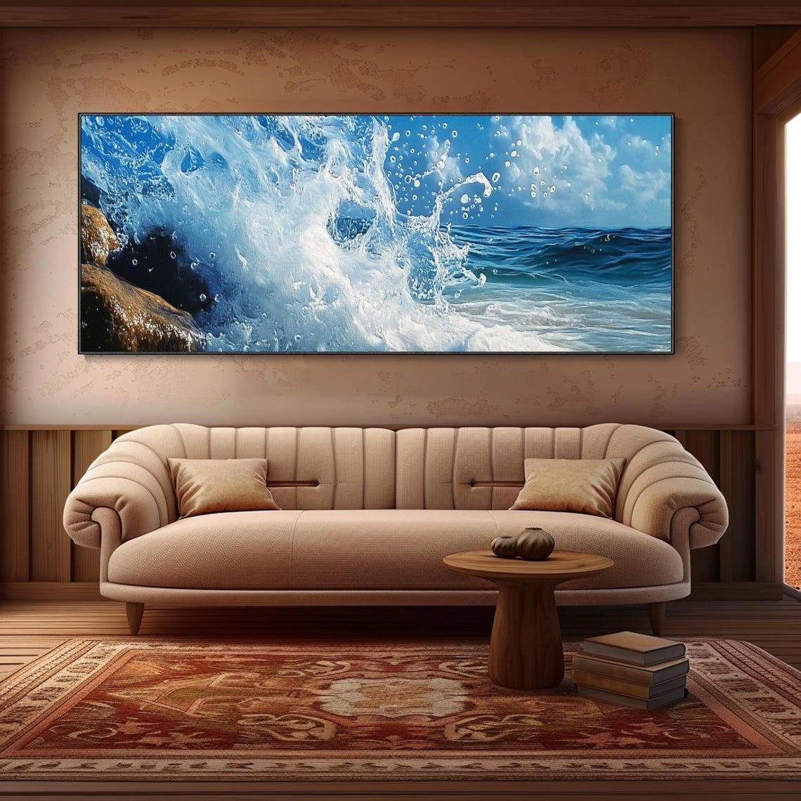 Crashing Ocean Wave Blue Water Splash Coastal Seascape Wall Art - Image 2