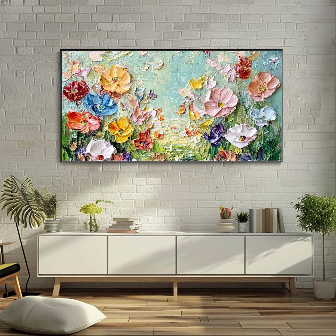 Wildflower Meadow Poppies 3D Textured Oil Painting Art Poster - Image 5