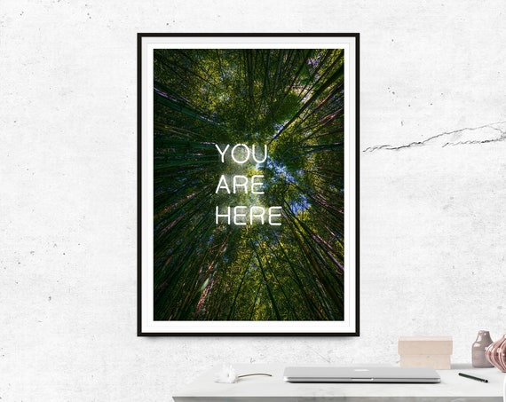 You Are Here Forest Neon Botanical Tree Poster