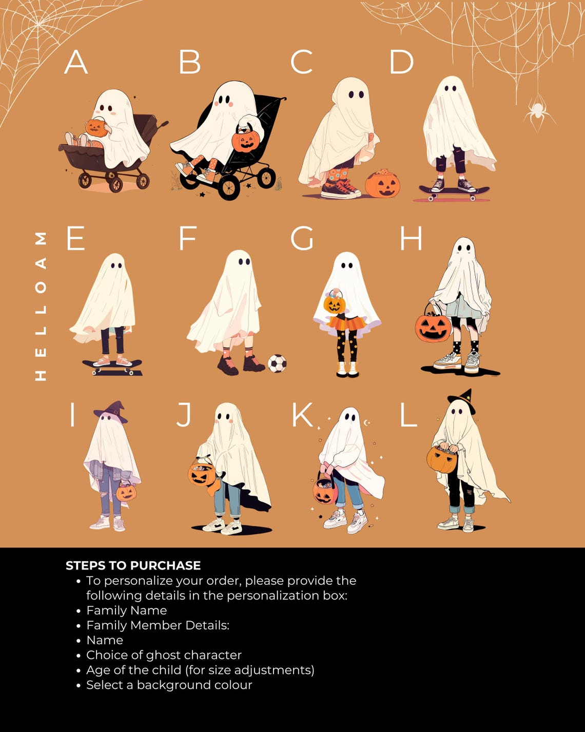 Personalized Halloween Family Ghost Portrait Custom Spooky Gift Poster - Image 2