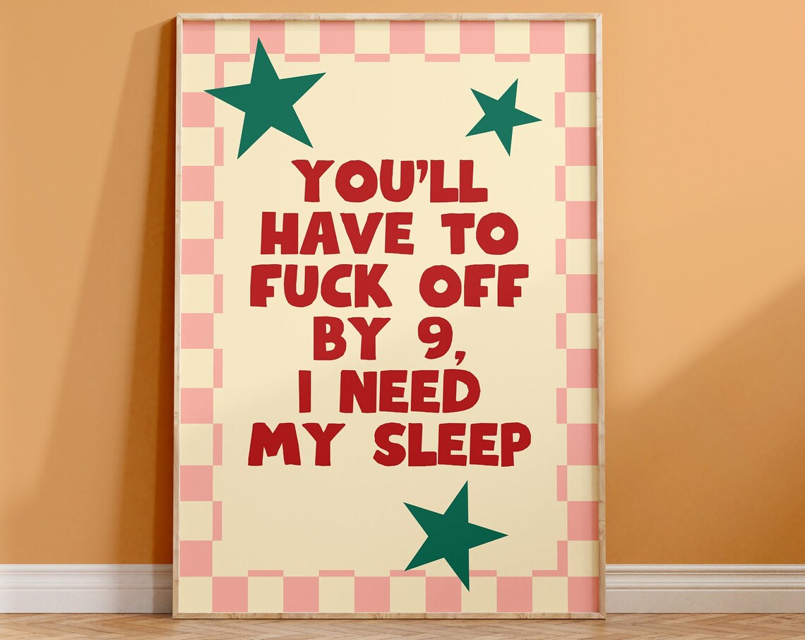 Leave By 9 Retro Funny Typography Art Print