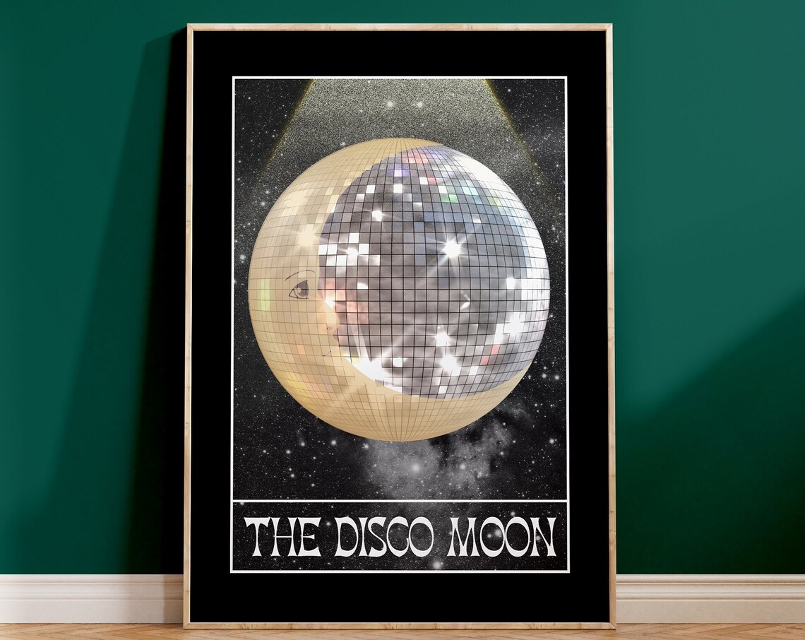 Disco Moon Tarot Style Celestial Art Print