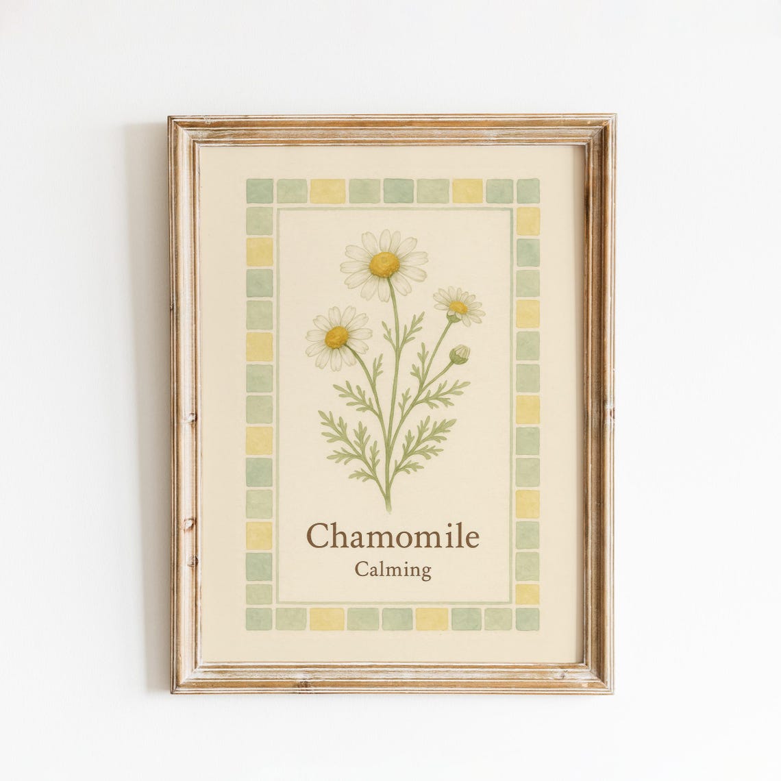 Soothing Chamomile Calming White Daisy Botanical Tile Poster