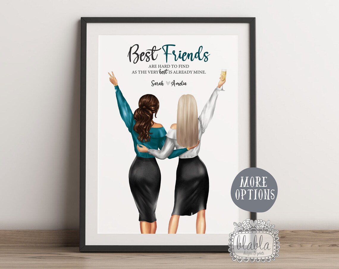 Best Friends Personalised Champagne Toast Celebration Friendship Print