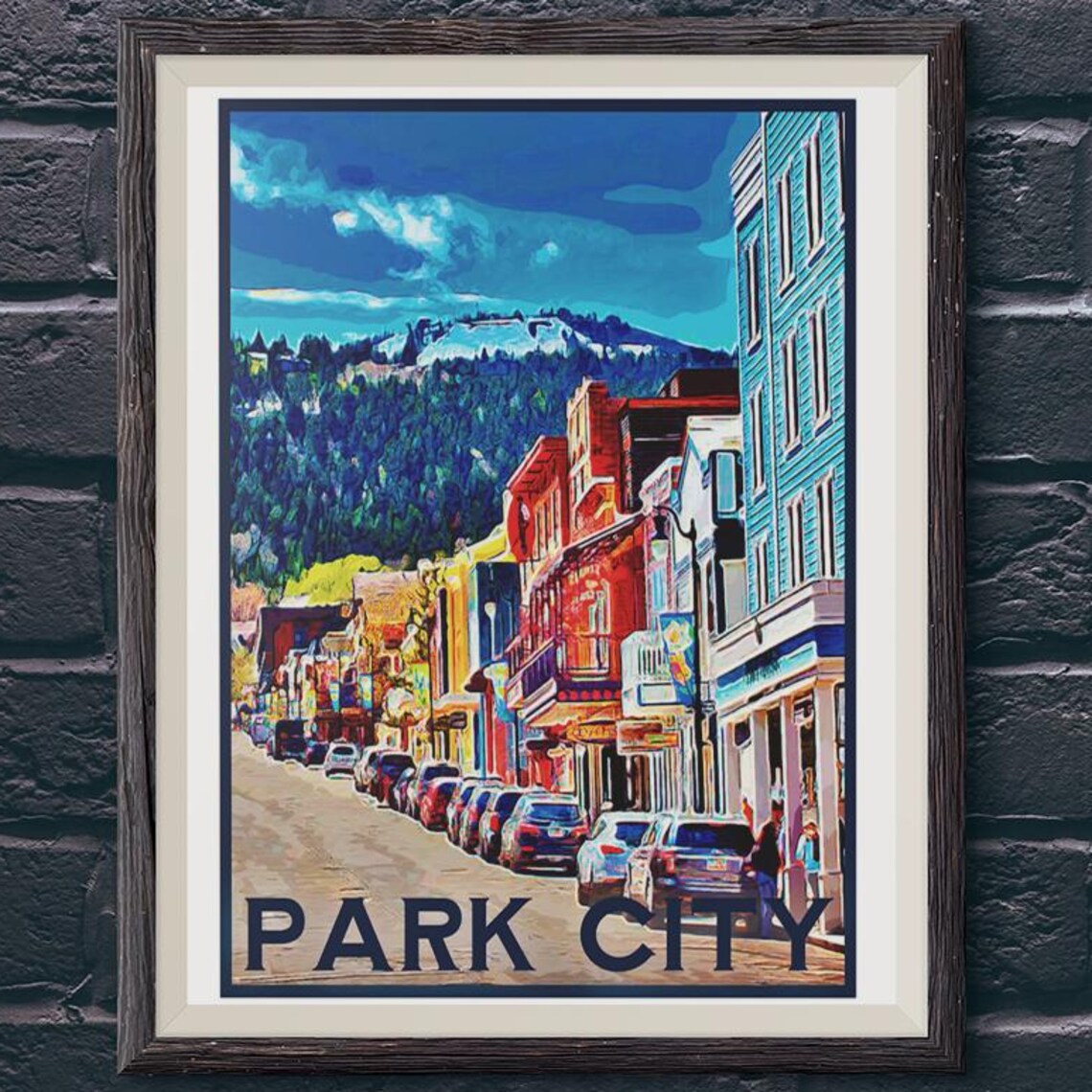 Park City Utah Colorful Main Street Mountain Town Travel Poster