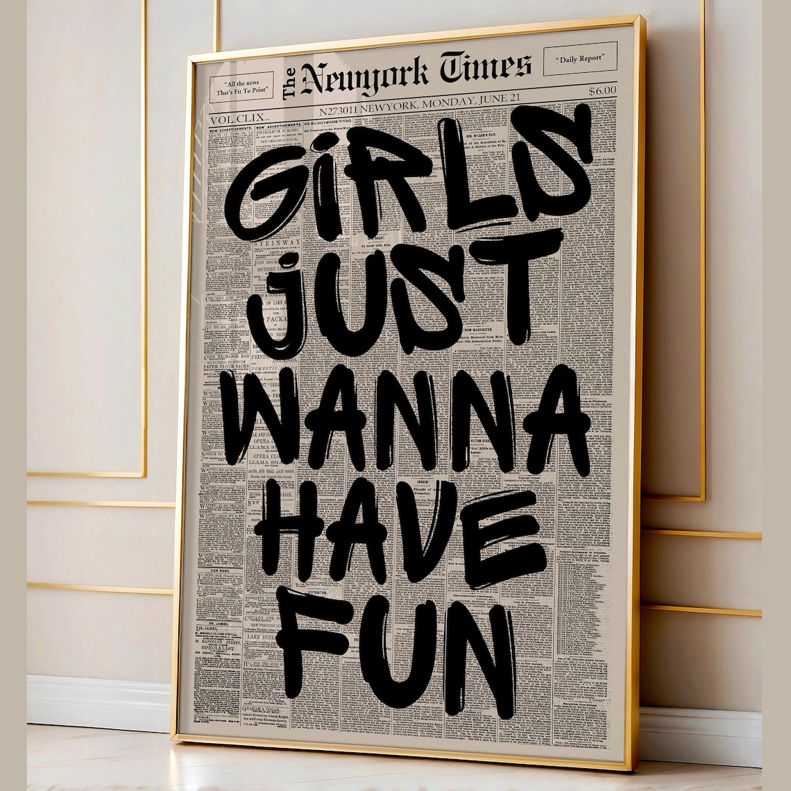 Girls Just Wanna Have Fun Retro Typography Art Print