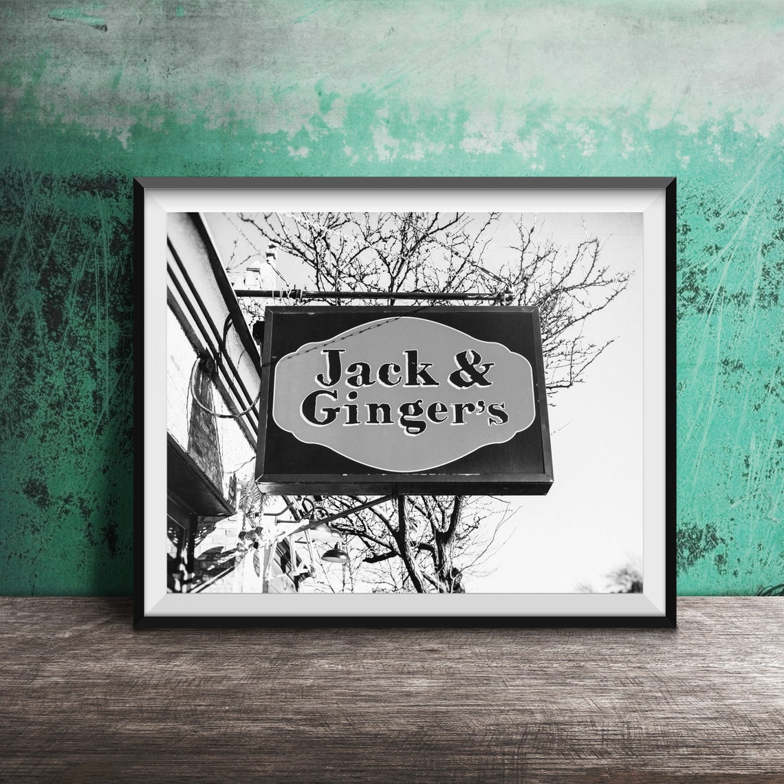 Jack and Gingers Hanging Storefront Sign Blue Sky Photography Poster - Image 2