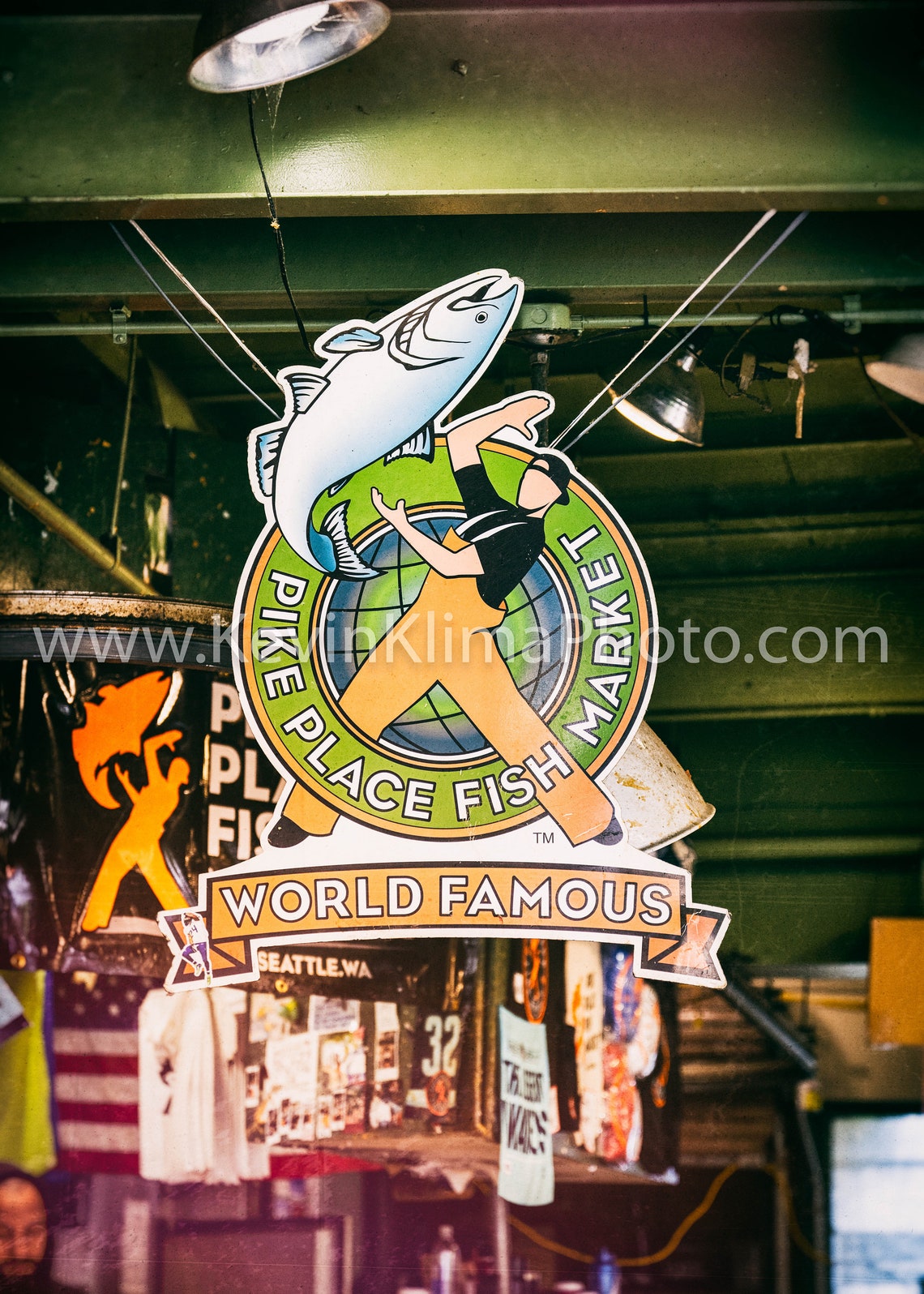 Pike Place Fish Market Seattle Wall Art Unframed Photography Print Neon Sign Photography Public Market Center Sign Washington - Image 2