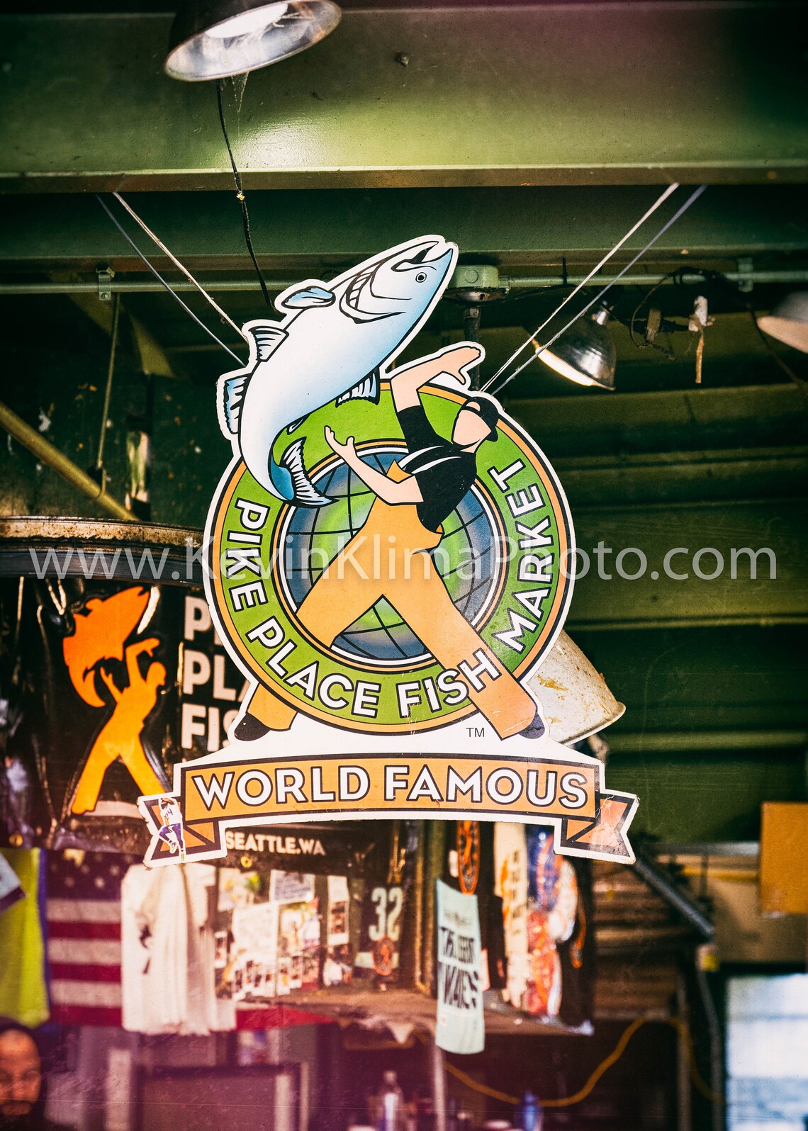 Pike Place Fish Market World Famous Seattle Sign Photography Poster - Image 2