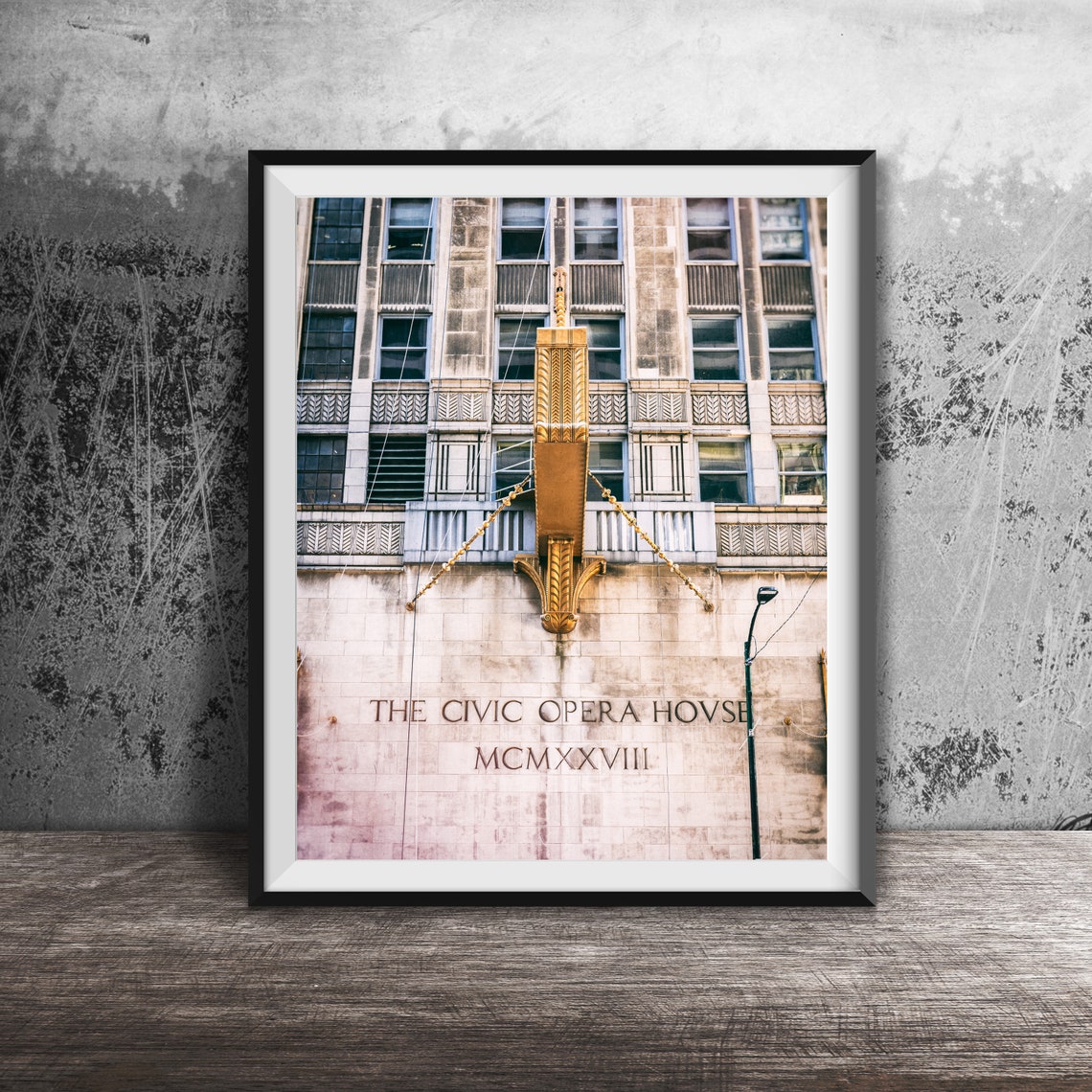 Civic Opera House MCMXXVIII Chicago Limestone Facade Photo Art Poster