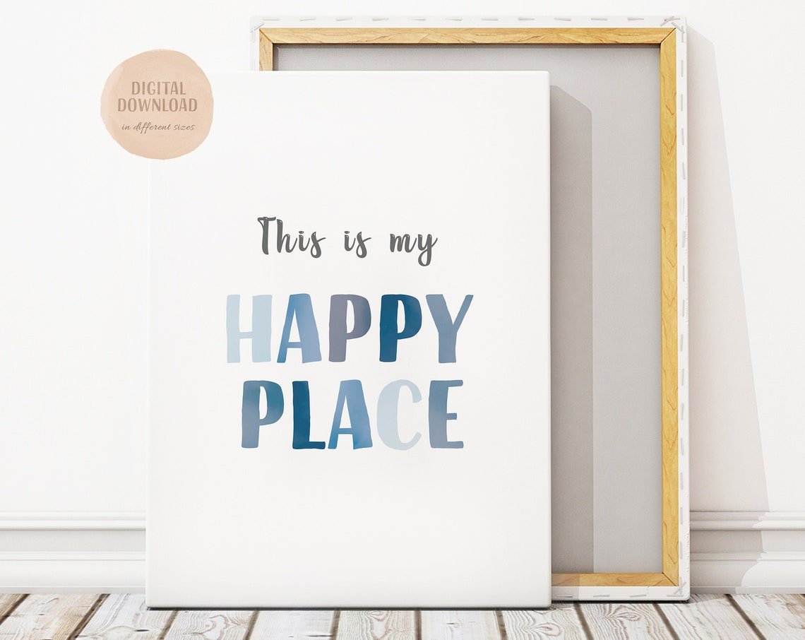 This Is My Happy Place Blue Nursery Playroom Sign Wall Poster - Image 4