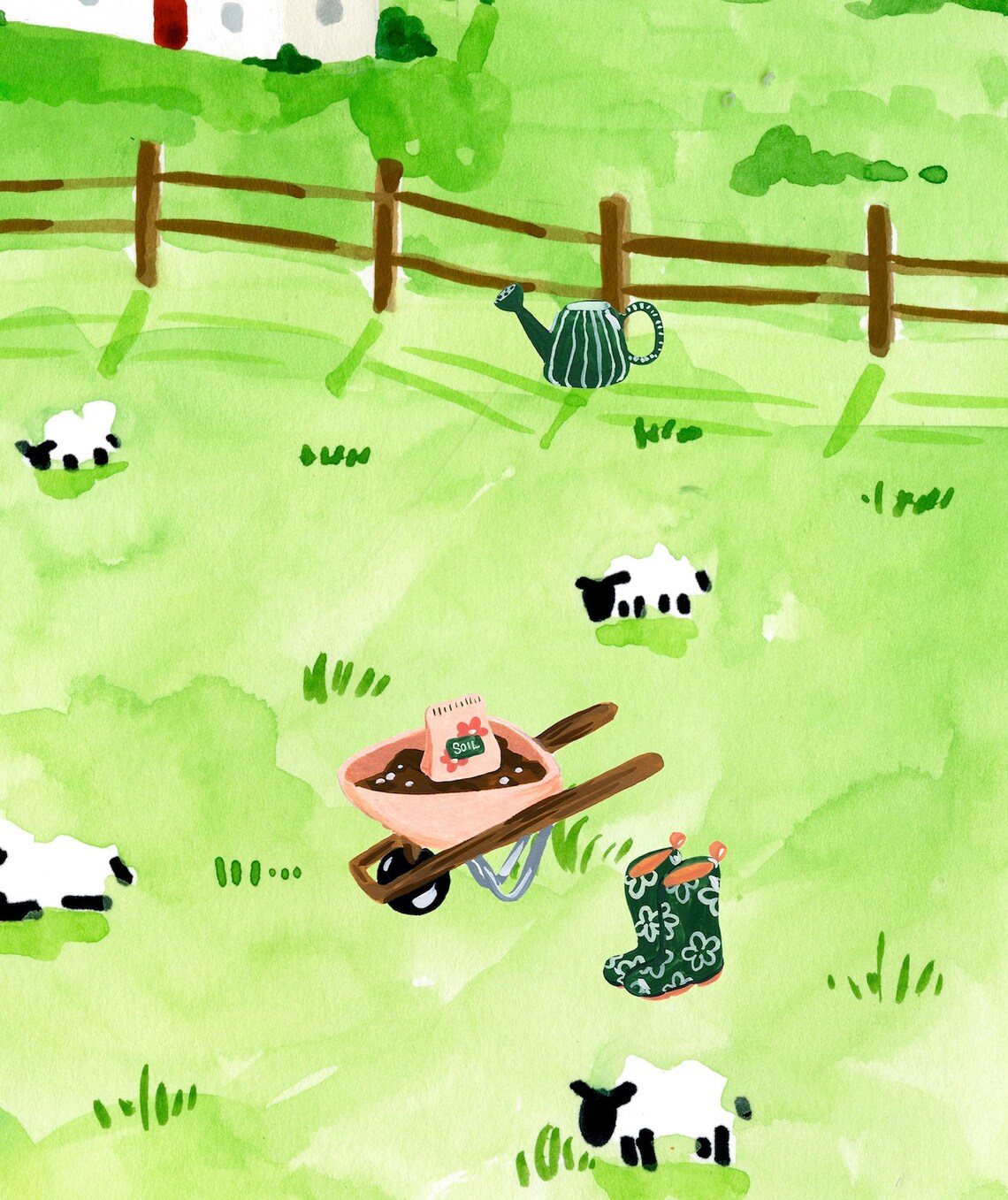 Sheep Field Painting Ireland Art Print, Farmhouse Decor - Image 2