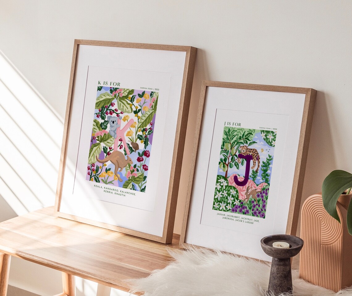 Monogram J Art Print, Alphabet Nursery Decor - Image 2