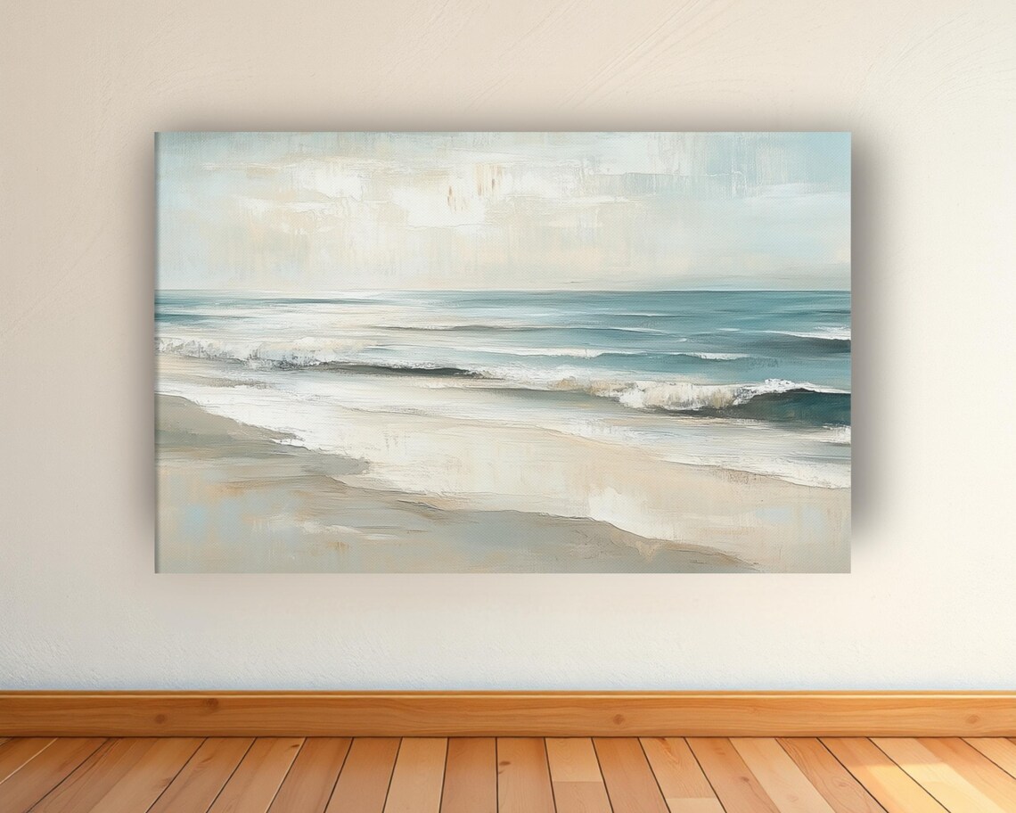 Coastal Seascape Neutral Beach Wave Art Print