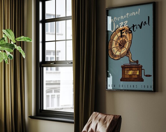 Jazz Festival Poster Print, Retro Vintage Music
