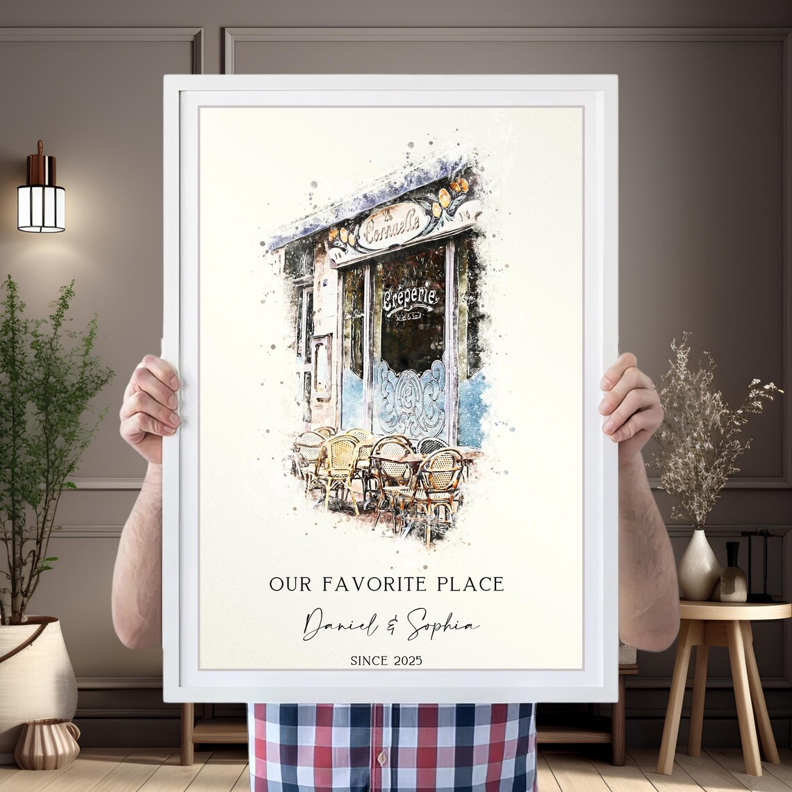 Our Favorite Place Custom Watercolor French Creperie Gift Poster
