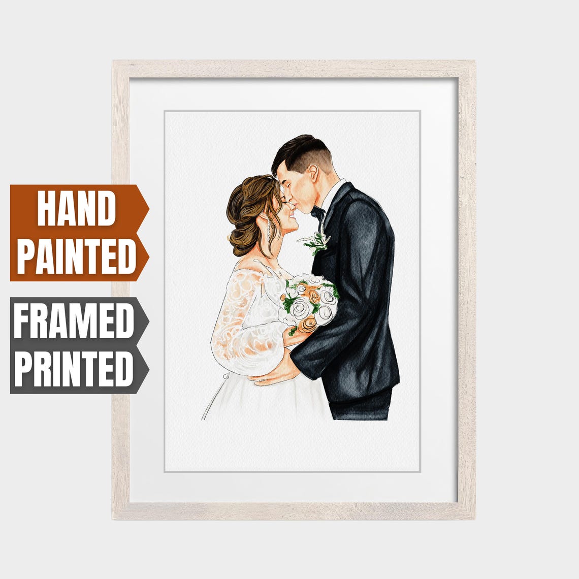 Watercolor Couple Portrait From Photo Gift Wedding Anniversary Gift Wife Husband Hand Painted Family Portrait Wedding Photo Painting - Image 5