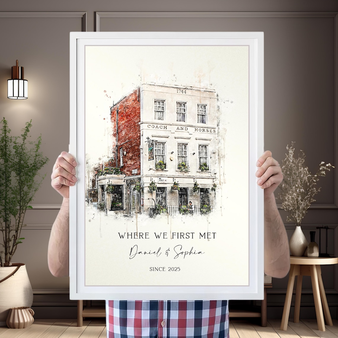 First Date Gift Portrait, Valentine Anniversary Gift