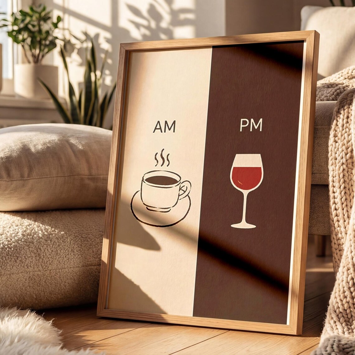 Am Pm Coffee Wine Minimalist Art Print
