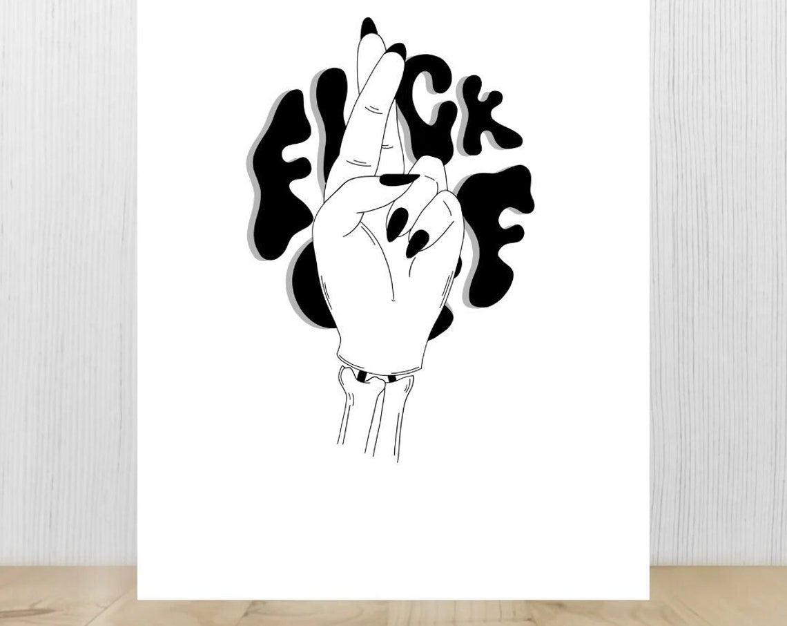 Fuck Off Middle Finger Bold Funny Swear Word Attitude Art Poster - Image 3
