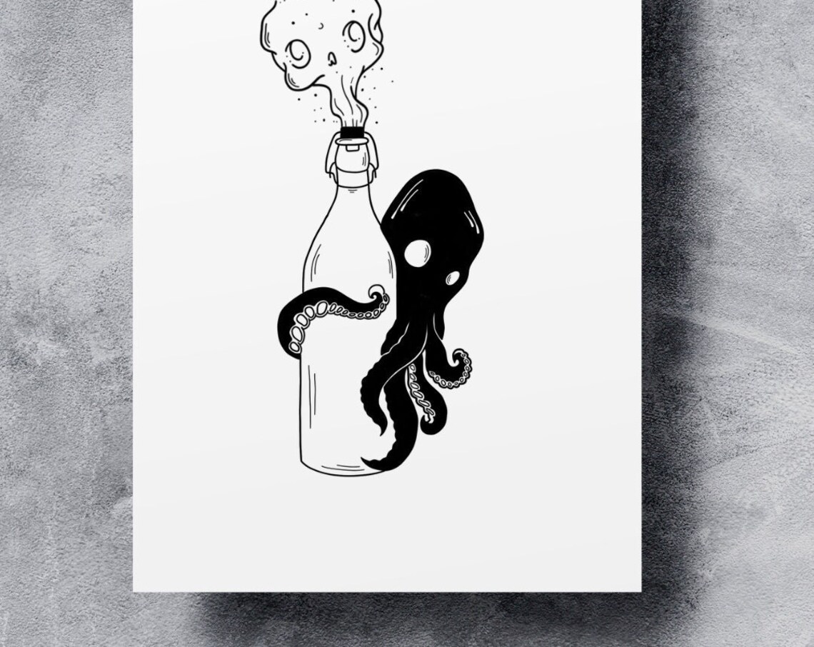 Octopus Wall Art Octopus Wall Art Print Minimalistic Poster Design Modern Print Octopus Poster Print - Image 4