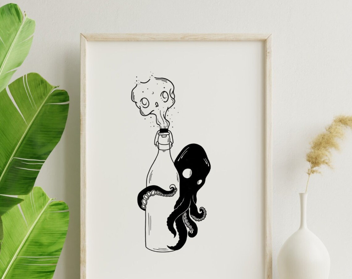 Octopus Wall Art Octopus Wall Art Print Minimalistic Poster Design Modern Print Octopus Poster Print