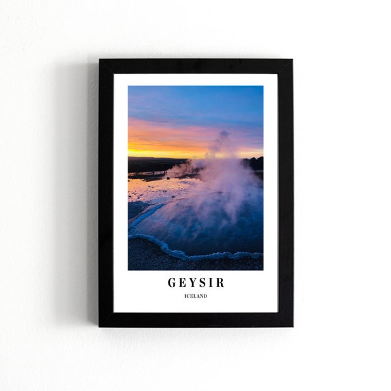 Wall Art Iceland Poster Iceland Photo Iceland Poster Print Iceland Wall Decor Iceland Print Print Geysir Geyser Sunrise