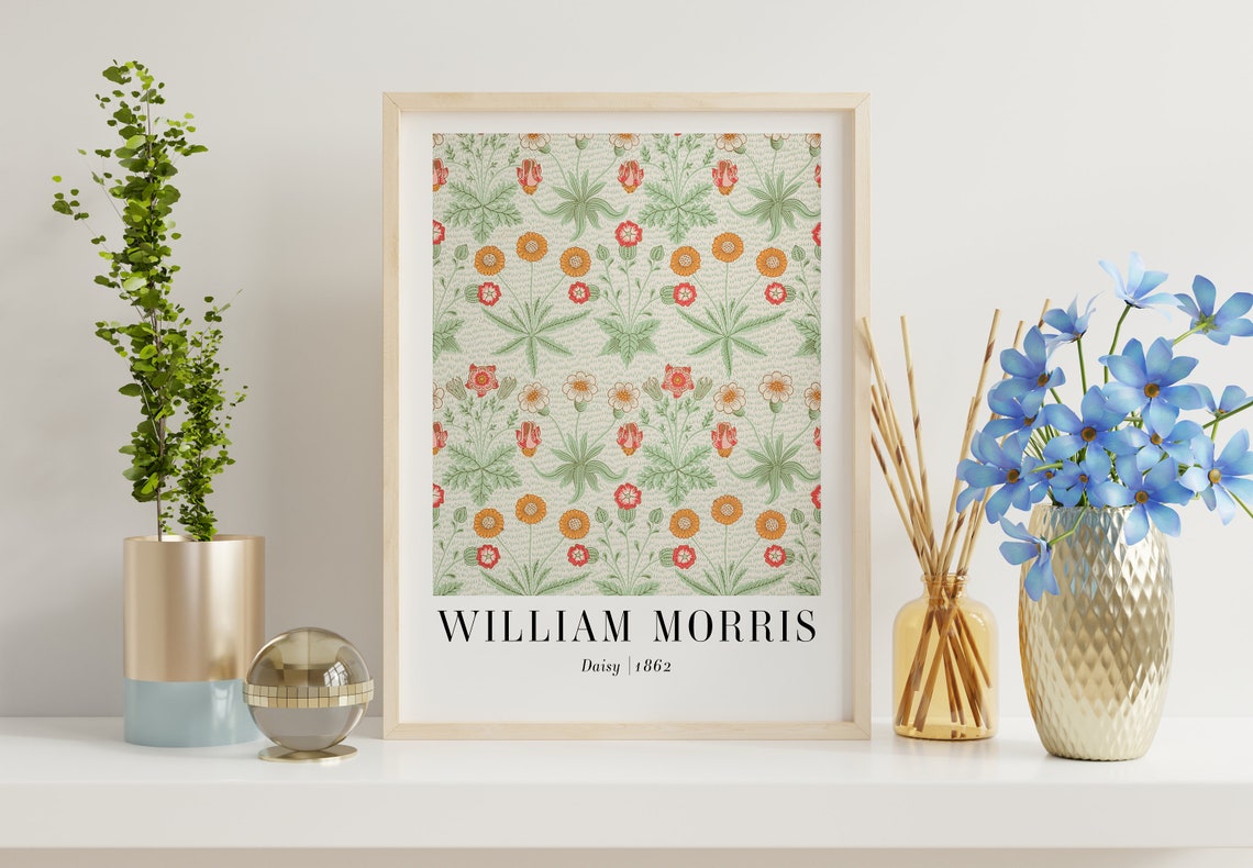 William Morris Daisy 1862 Orange Floral Pattern Vintage Art Poster - Image 4