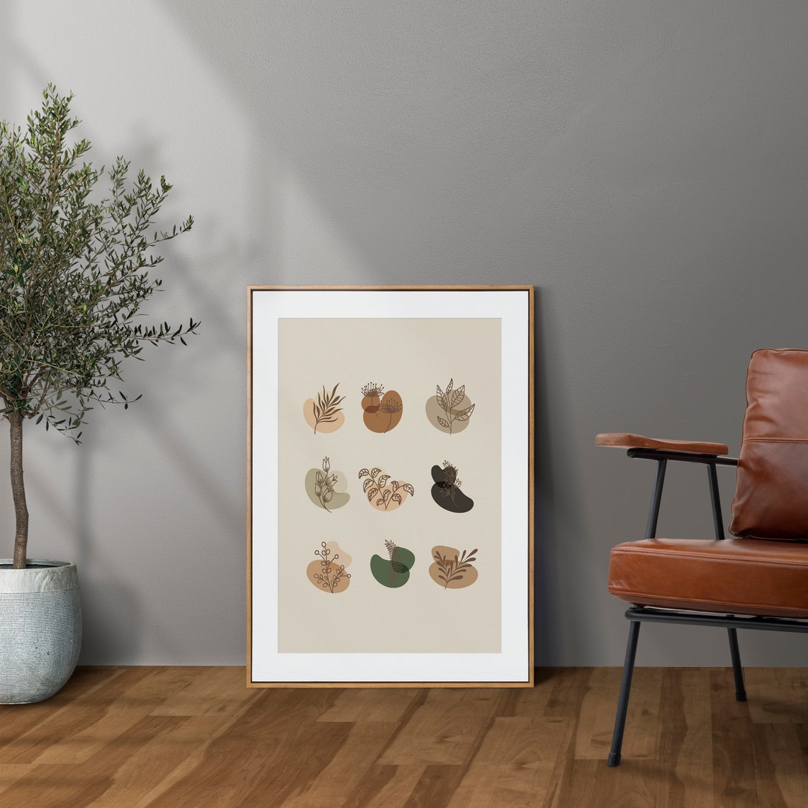 Nine Botanical Leaf Illustrations Beige Minimalist Plant Poster - Image 6