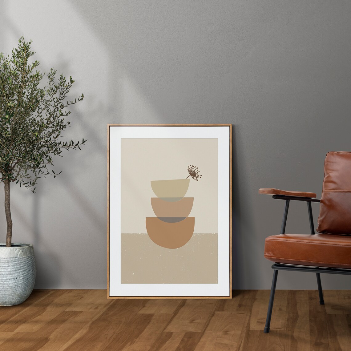 Abstract Stacked Half Circles Neutral Geometric Minimal Poster - Image 5