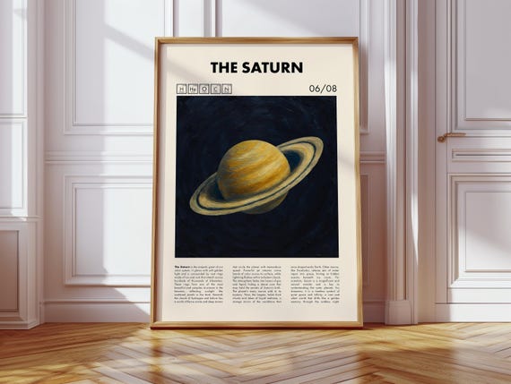 Saturn Poster Planet Art Print Solar System Decor Science Space Gift Wallpaper