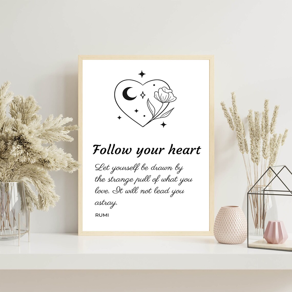 Rumi Follow Your Heart Quote Celestial Heart Minimalist Poster - Image 8