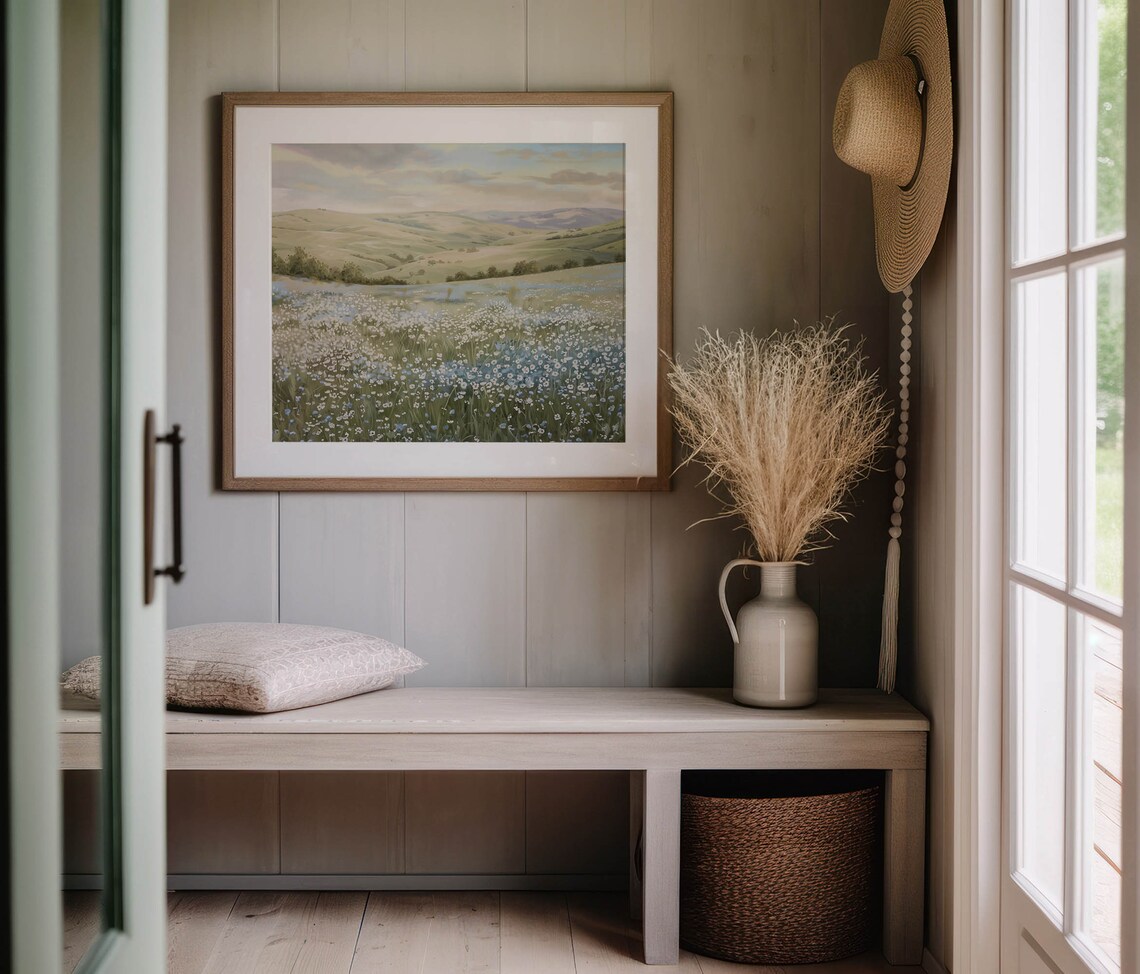Wildflower Field Blue White Floral Wall Art Print - Image 5