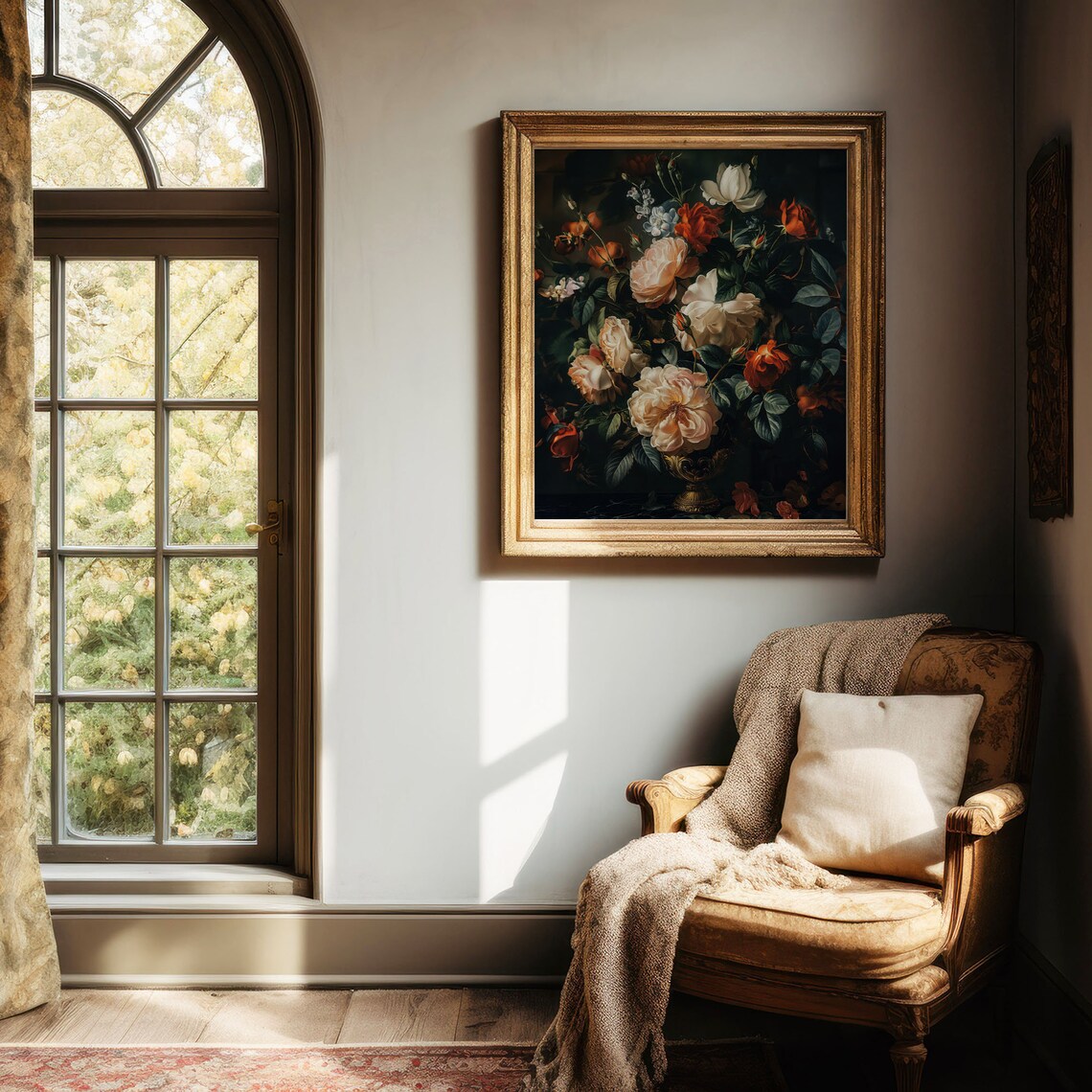 Dark Academia Roses Still Life Vintage Floral Bouquet Wall Decor Print - Image 8