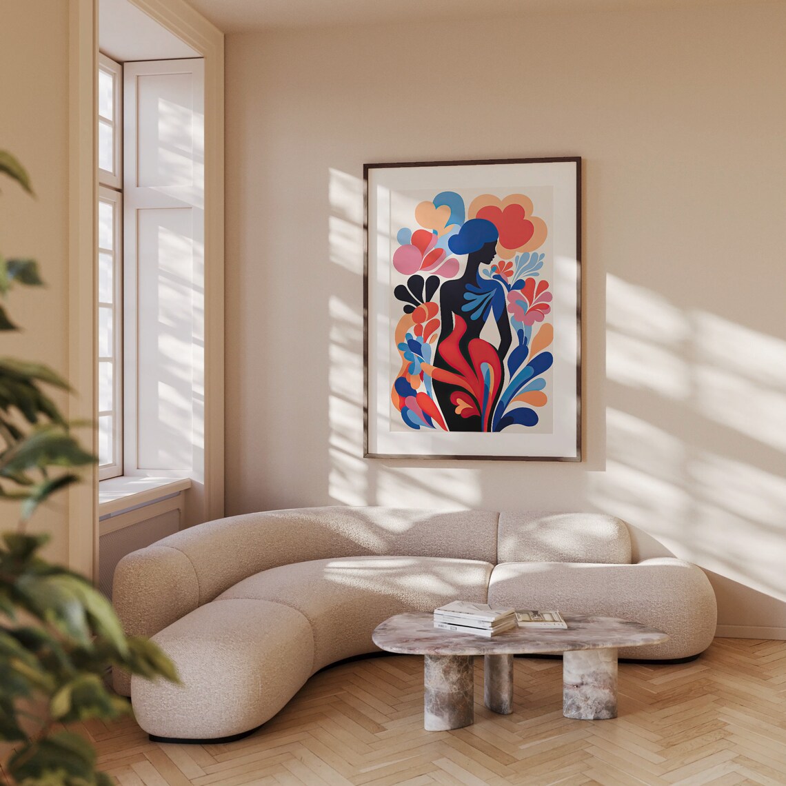 Colorful Female Silhouette Floral Abstract Modern Woman Art Poster - Image 2