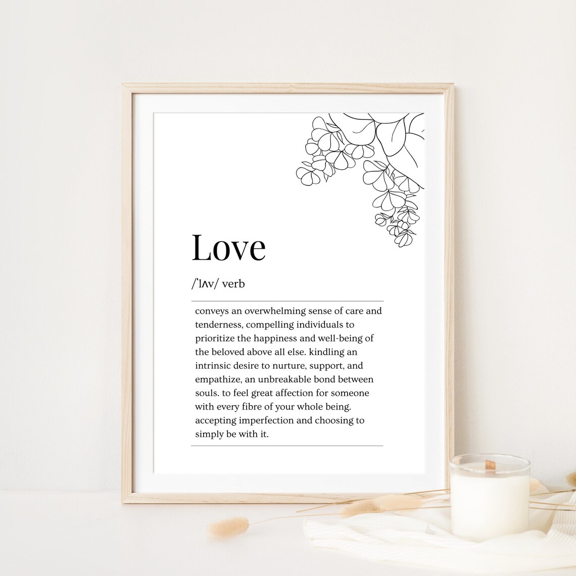 Love Dictionary Definition Floral Line Art Typography Poster - Image 6