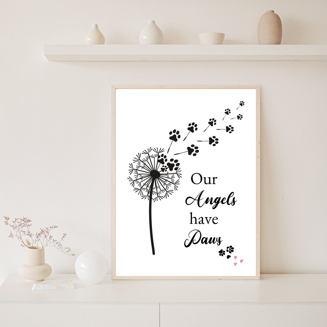 Our Angels Have Paws Dandelion Paw Art Pet Memorial Gift Poster - Image 8
