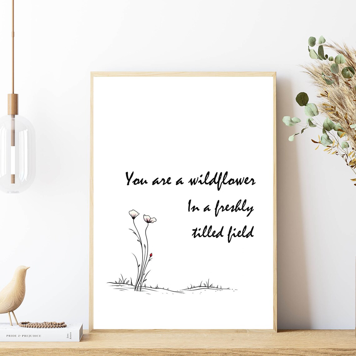 You Are a Wildflower Quote Minimalist Botanical Line Art Print - Image 4