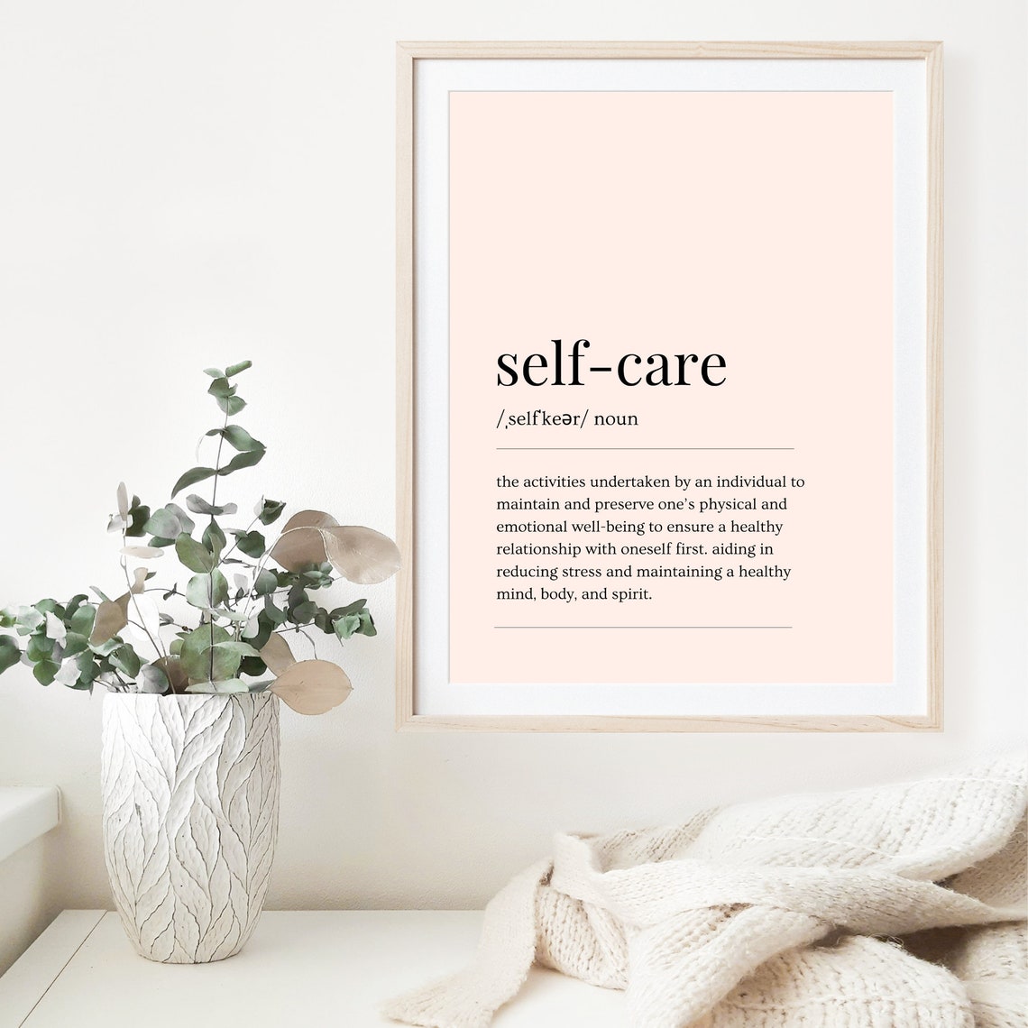Self Care Definition Blush Minimalist Wellness Decor Wall Poster - Image 5
