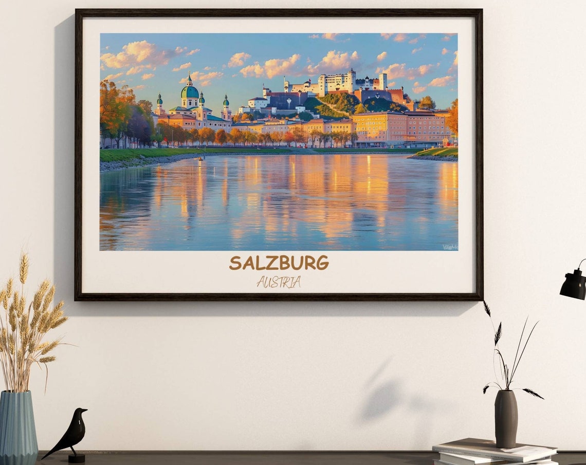 Salzburg Austria Travel Print Hohensalzburg Fortress Salzburg Austria Travel Gift Printable City Poster