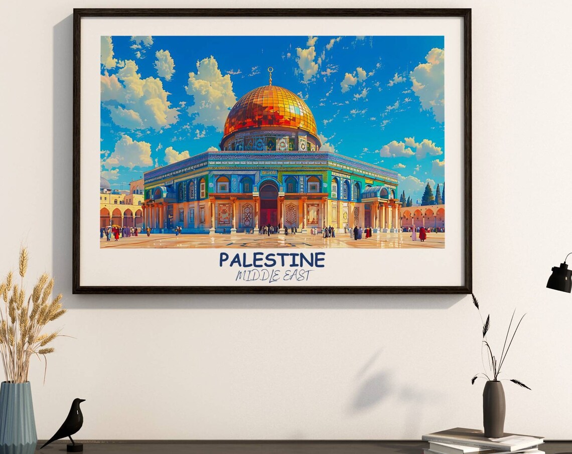 Dome of the Rock Golden Dome Plaza Jerusalem Palestine Travel Poster