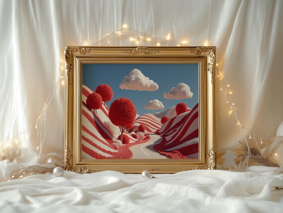 Candyland Peppermint Hills Whimsical Christmas Winter Wonderland Poster