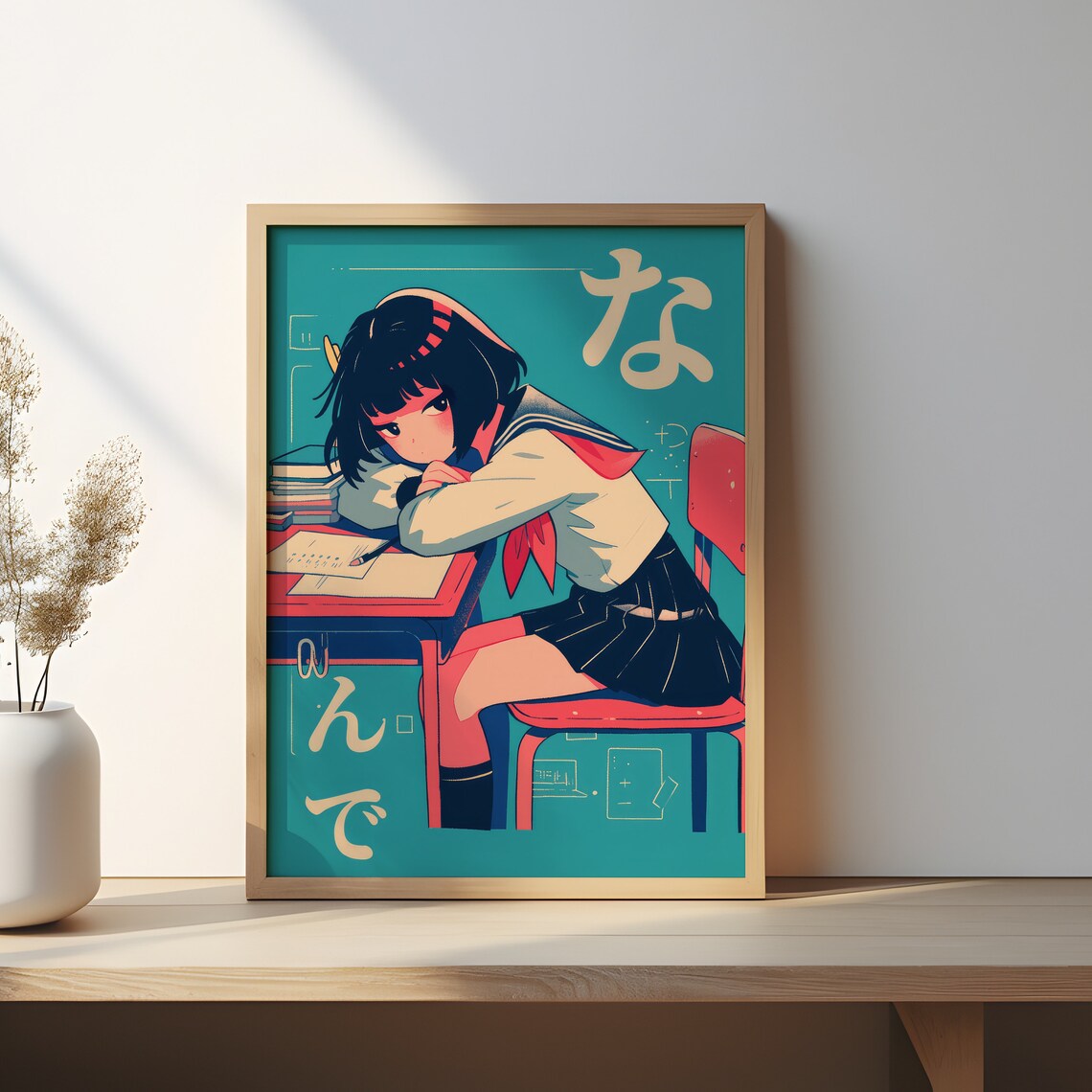 Nande Funny Anime Schoolgirl Retro Japanese Classroom Teacher Poster